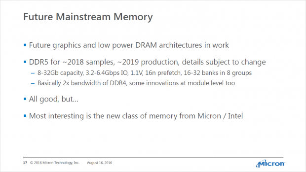 DDR5 soll etwa 2019/2020 verfügbar sein. (Bild: Micron)
