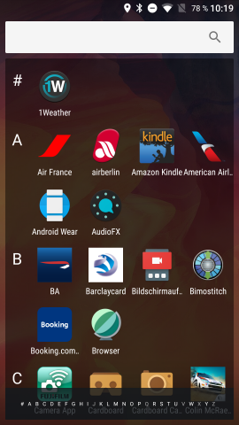 Die App-Übersicht von Trebuchet hingegen ist anders aufgebaut. (Screenshot: Golem.de)