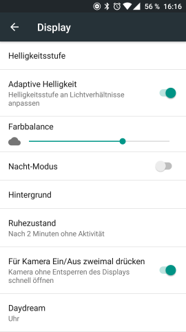 Das Display-Einstellungsmenü von OxygenOS ...