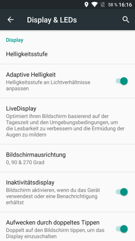... und das Display-Einstellungsmenü von CM 13 (Screenshot: Golem.de)