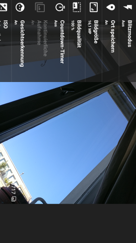 Das Einstellungsmenü der Kamera-App von CM 13 ...