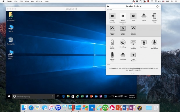 Parallels Desktop 12 für Mac mit neuer Toolbox (Bild: Parallels)