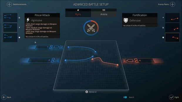 Vor dem Kampf wird eine passende Strategie gew&auml;hlt. (Screenshot: Golem.de)