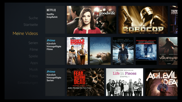Neue Netflix-Rubrik auf dem Fire-TV-Hauptbildschirm (Screenshot: Golem.de)