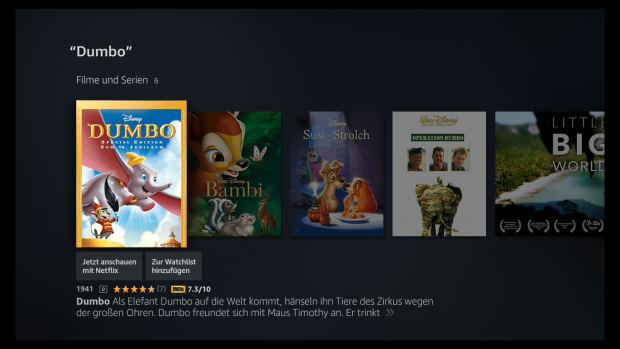 In der Fire-TV-Sprachsuche erscheinen auch Netflix-Inhalte. (Screenshot: Golem.de)