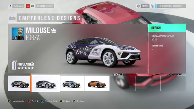 Lackierungen lassen sich erstellen und mit anderen Spielern teilen. (Screenshot: Golem.de)