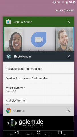 Auf einem Smartphone ist weniger Platz f&uuml;r die App-Karten. (Screenshot: Golem.de)