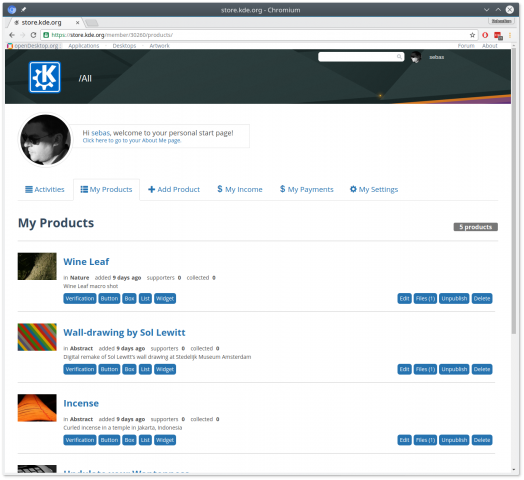 Der neue KDE Store (Bild: Sebastian Kügler)