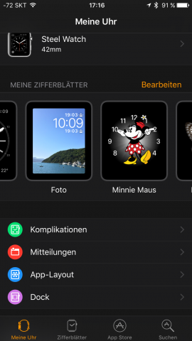 Durch die Zifferblätter lässt sich durchwischen. (Screenshot: Golem.de)