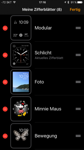 Und sie lassen sich in der App sortieren und aus der Liste entfernen. (Screenshot: Golem.de)