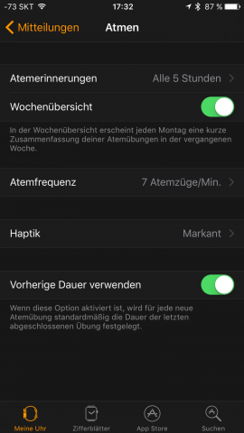 Es gibt aber neue Apps, wie etwa die Atmen-App von Apple. (Screenshot: Golem.de)