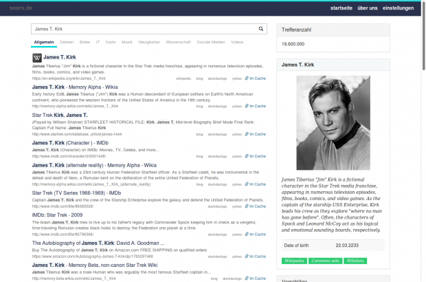 Allgemeine Suchergebnisse von Searx (Screenshot: Golem.de)