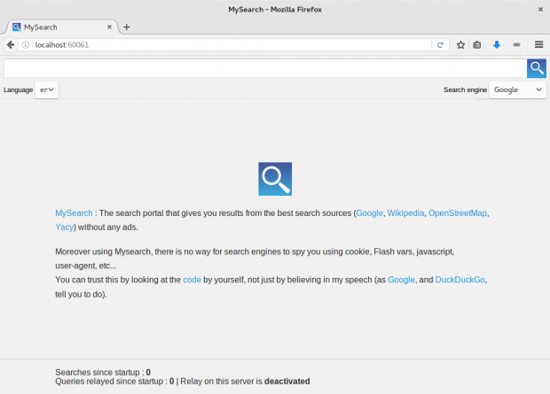 Die Suchmaske von Mysearch. (Screenshot: Golem.de/Jan Weisensee)