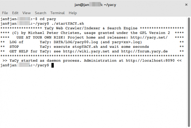 Installation von Yacy auf der Linux-Kommandozeile (Screenshot: Golem.de/Jan Weisensee)