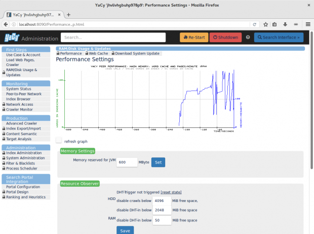 Einstellungsdialog von Yacy (Screenshot: Golem.de/Jan Weisensee)