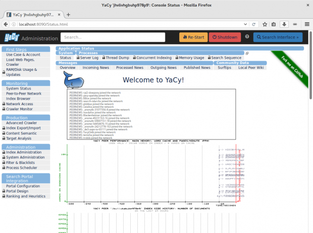 Statusseite von Yacy (Screenshot: Golem.de/Jan Weisensee)