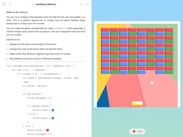 Breakout-Implementierung in Playgrounds (Screenshot: Alexander Merz/Golem.de)