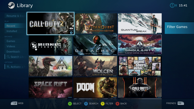 Steams Big Picture unterstützt hingegen nativ Gamepads. (Screenshot: Golem.de)