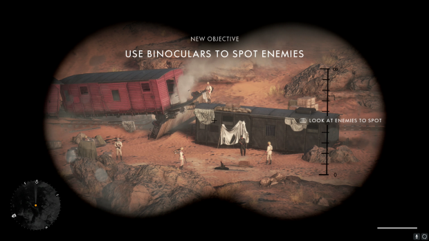 In der Kampagne untersuchen wir eine feindliche Stellung. (Screenshot: Golem.de)