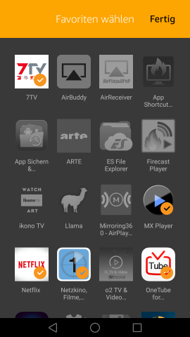 Die Fire-TV-Apps lassen sich als Favoriten auswählen, auch Sideloading-Apps stehen zur Wahl. (Screenshot: Golem.de)