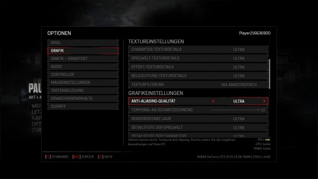 Die temporale Kantenglättung ist immer aktiv (Screenshot: Golem.de)