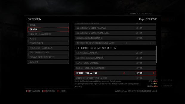 Schatten belasten GPU und Videospeicher (Screenshot: Golem.de)