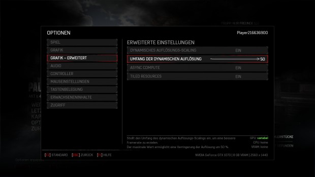 Gears of War 4 dynamisch upscalen oder downsamplen (Screenshot: Golem.de)