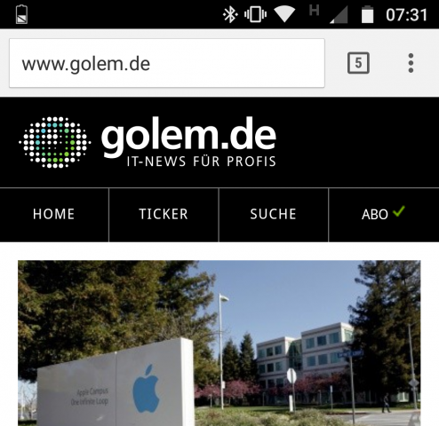 Das Icon in der Android-Statuszeile zeigt den Ladestand des Headset-Akkus. (Screenshot: Golem.de)
