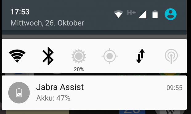 Im Benachrichtigungsbereich erscheint der genaue Ladestand des Headset-Akkus. (Screenshot: Golem.de)