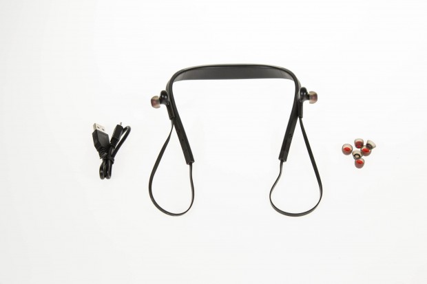 Jabras Halo Smart mit USB-Kabel und drei Austausch-Ohrstöpseln (Bild: Martin Wolf/Golem.de)