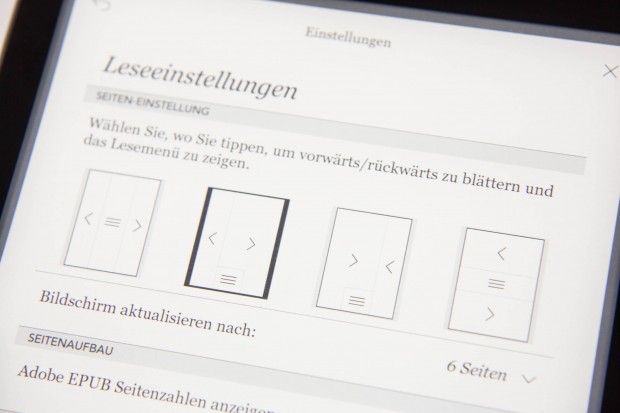 Der Nutzer kann festlegen, welche Displaybereiche zum Bl&auml;ttern genutzt werden. (Bild: Martin Wolf/Golem.de)