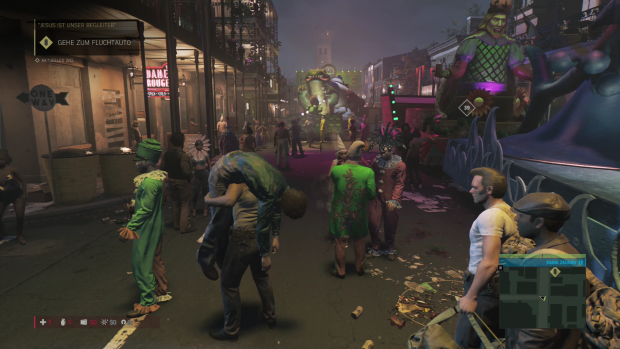 Bei einer Stadtfeier muss sich Lincoln verstecken. (Screenshot: Golem.de)