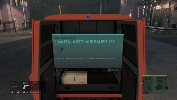 Im Spielverlauf lassen sich Hauptfigur, Waffen und Autos verbessern. (Screenshot: Golem.de)