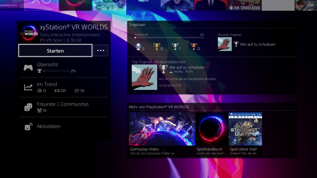 VR-Games sind ganz normal in der Games-Leiste auf der PS4 aufgeführt. (Screenshot: Golem.de)