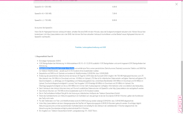 Erst im Kleingedruckten ist dann von vier Wochen, also 28 Tagen Laufzeit die Rede. (Screenshot: Golem.de)