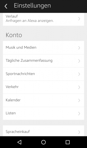 In der Alexa-App finden sich verschiedene Einstelloptionen für Echo. (Screenshot: Golem.de)