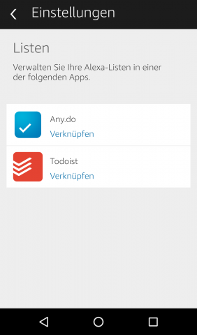 Diese Listen-Dienste werden von Alexa unterstützt. (Screenshot: Golem.de)