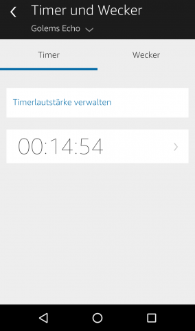 Ein gesetzter Timer erscheint auf dem Hauptbildschirm der Alexa-App. (Screenshot: Golem.de)