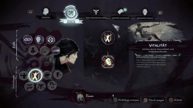 Emily verf&uuml;gt &uuml;ber aktive und passive Kr&auml;fte. (Screenshot: Golem.de)