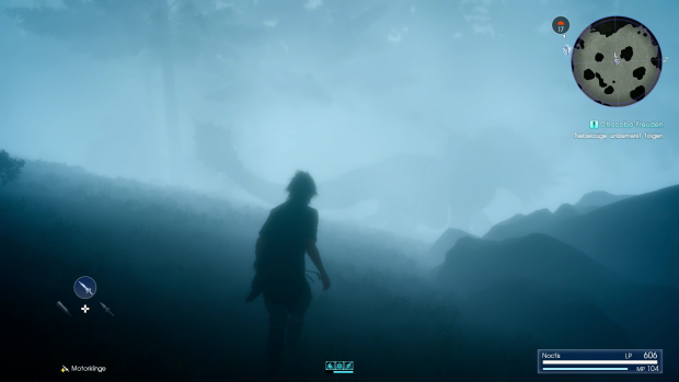 Ein Obermonster versteckt sich kaum sichtbar im Nebel... (Screenshot: Golem.de)