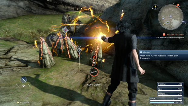 Per Knopfdruck saugen wir Feuermagie ein. (Screenshot: Golem.de)