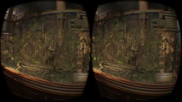 Szene aus dem VRMark Orange Room in VR (Screenshot: Marc Sauter/Golem.de)