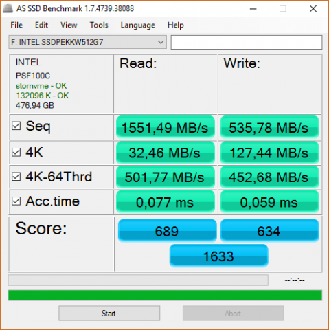 Messwerte mit AS-SSD (Screenshot: Golem.de)