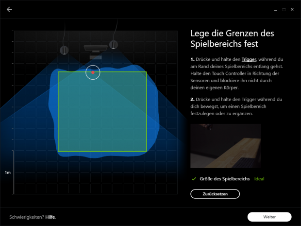 Der bespielbare Bereich fällt begrenzt aus. (Screenshot: Golem.de)