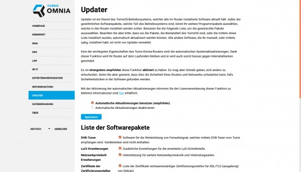 Turris versorgt den Router automatisch mit Updates.