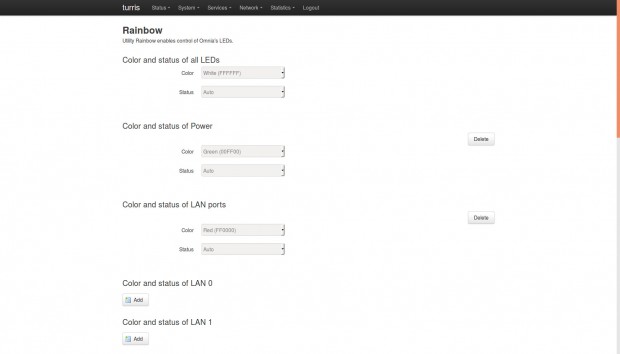 Wer will, kann auch die LEDs des Routers &uuml;ber Luci einrichten.
