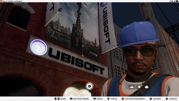 Ein Selbstportr&auml;t vor dem Ubisoft-Hauptquartier bringt Follower. (Screenshot: Golem.de)