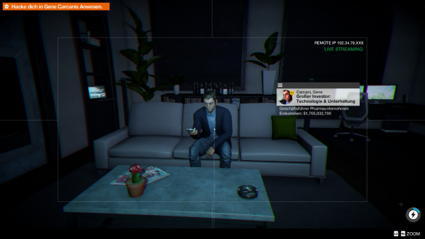Per Fernkamera &uuml;berwachen wir einen schr&auml;gen Million&auml;r. (Screenshot: Golem.de)