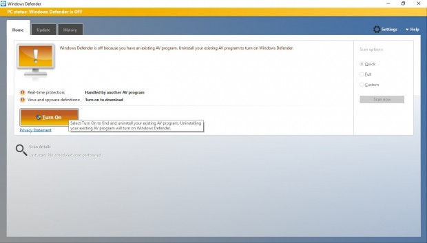 Windows warnt, wenn Microsoft Defender deaktiviert ist. (Bild: Kaspersky Lab)