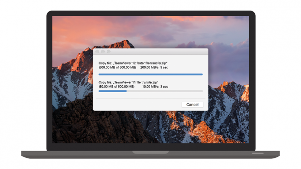 Datei&uuml;bertragungen sollen mit bis zu 200 MBit/s m&ouml;glich sein. (Bild: Teamviewer)
